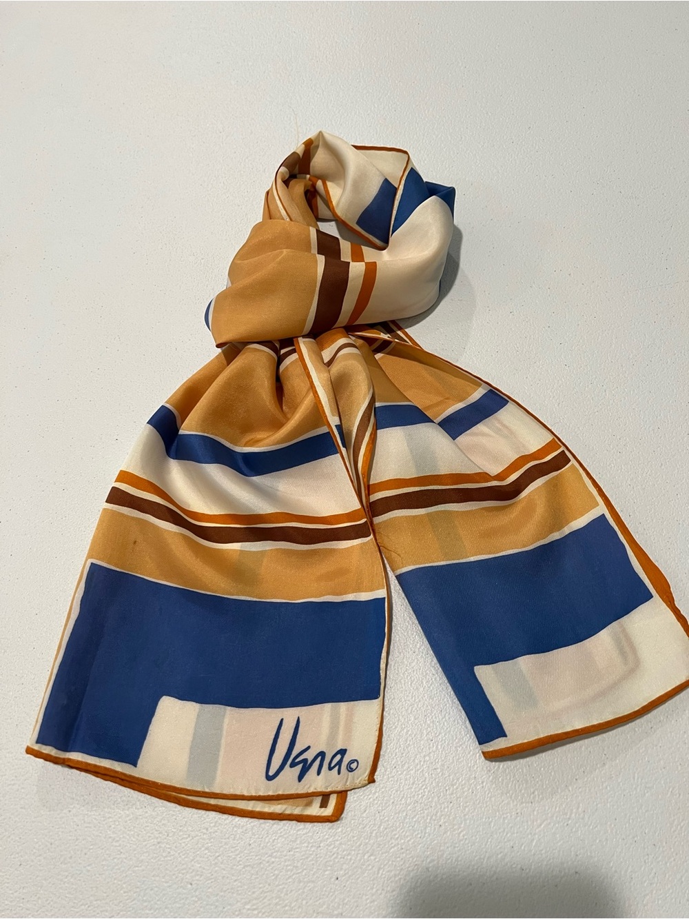 USNA by Vera Neumann Vintage Geometric Abstract Scarf Made
Japan Scarf in Navy,